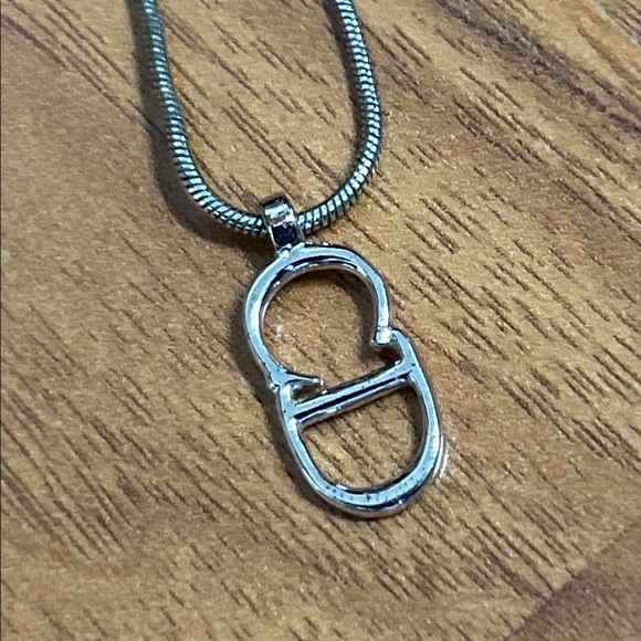 Authentic Dior CD Logo Pendant with Chain
